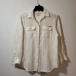 Michael Kors SP (but runs L/XL) Cream Long Sleeve Button Down